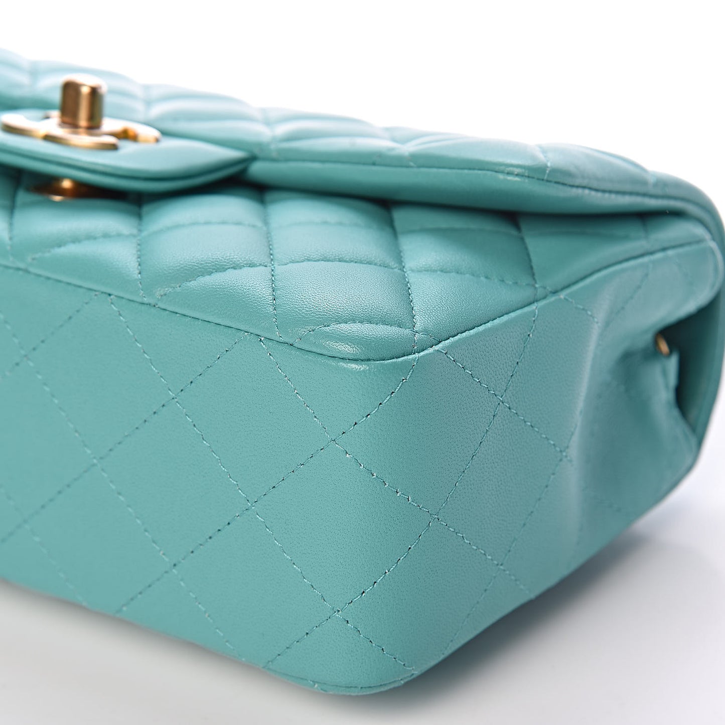 Lambskin Quilted Mini Rectangular Flap Green