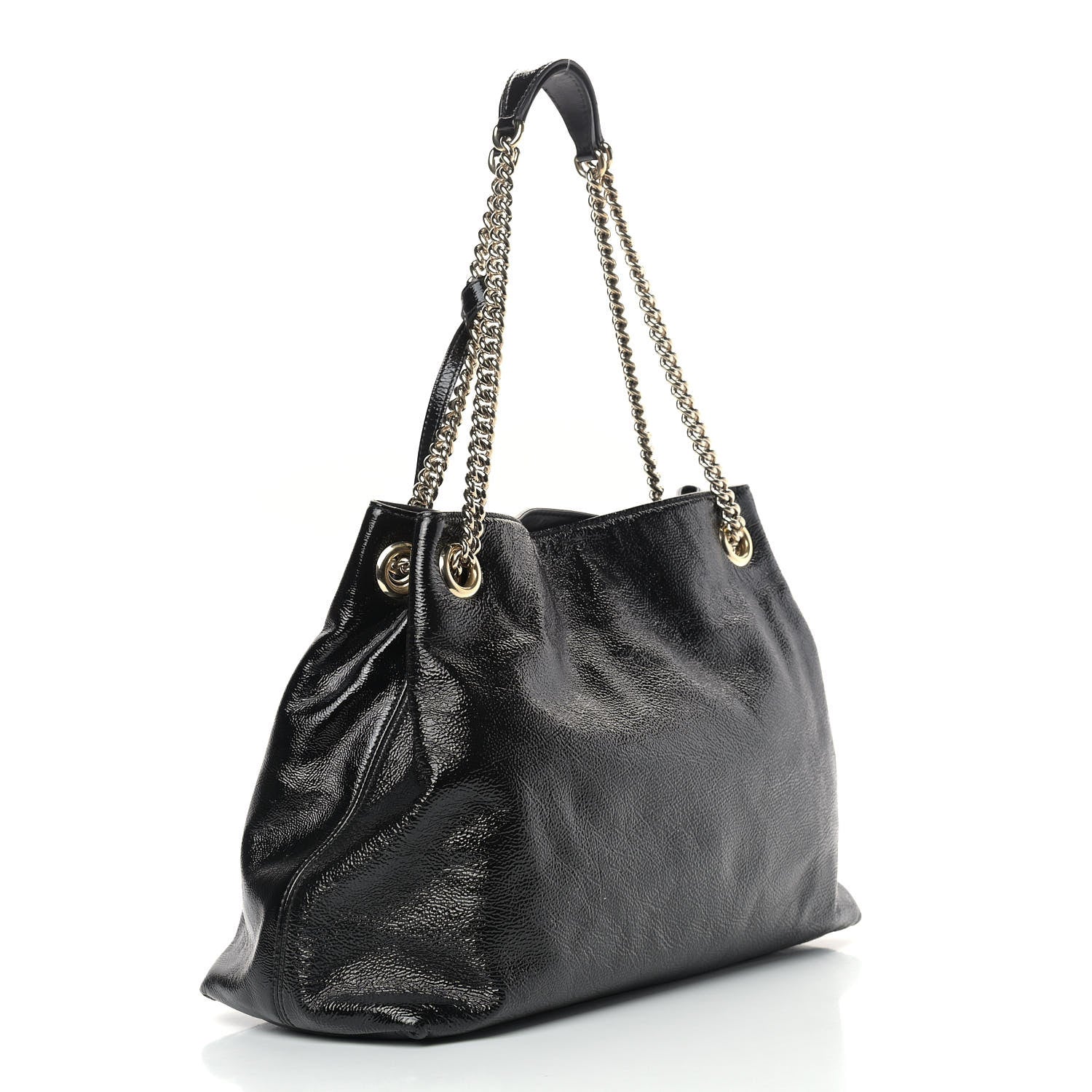 Gucci Patent Medium Soho Chain Shoulder Bag Black 3 of 13