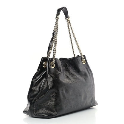 Gucci Patent Medium Soho Chain Shoulder Bag Black 3 of 13