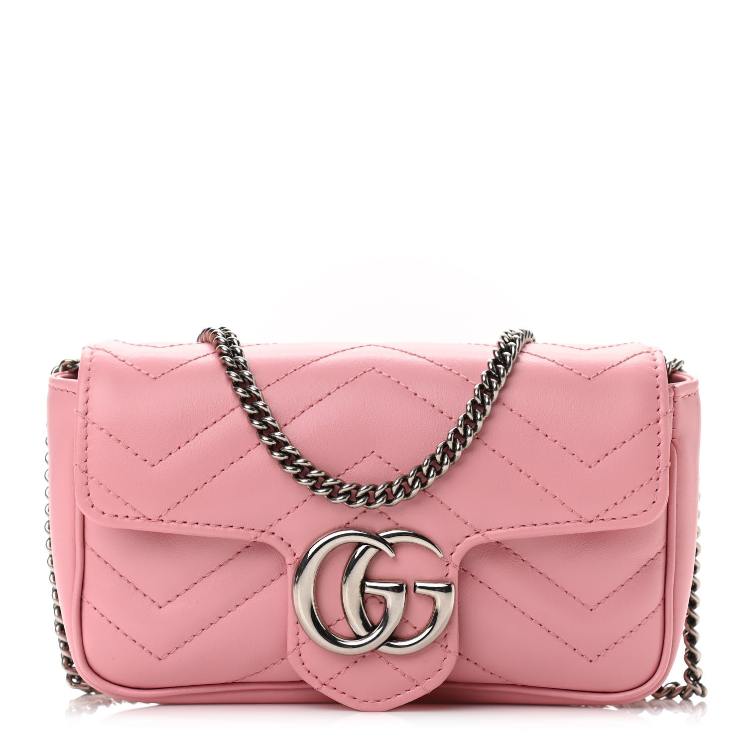 Gucci Calfskin Matelasse Super Mini GG Marmont Shoulder Bag Wild Rose 1 of 10