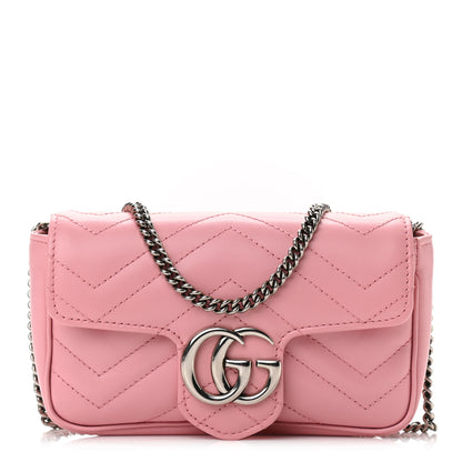 Gucci Calfskin Matelasse Super Mini GG Marmont Shoulder Bag Wild Rose 1 of 10