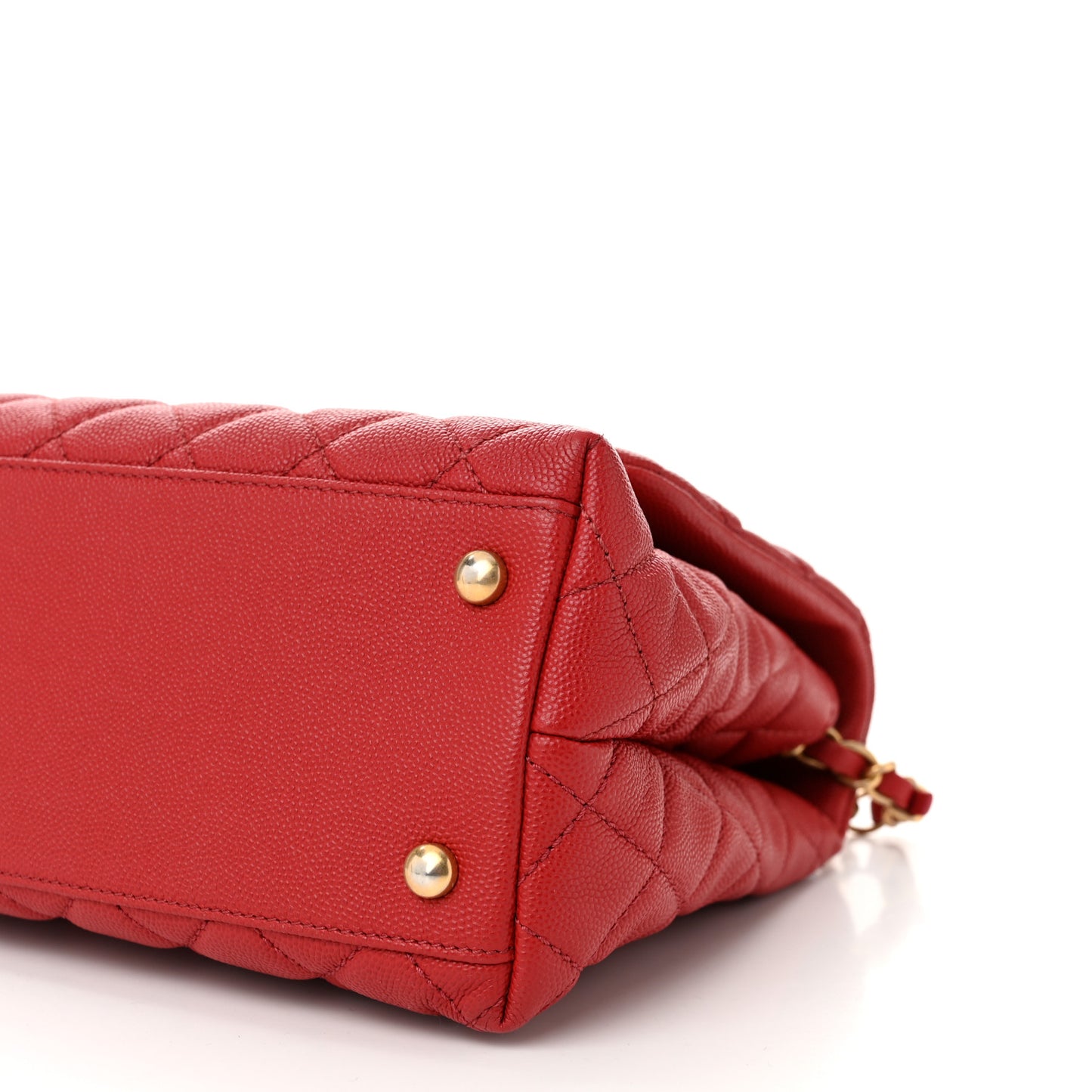 Caviar Lizard Embossed Quilted Small Coco Handle Flap Red