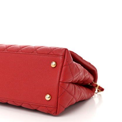 Chanel Caviar Lizard Embossed Quilted Small Coco Handle Flap Red 10 of 11
