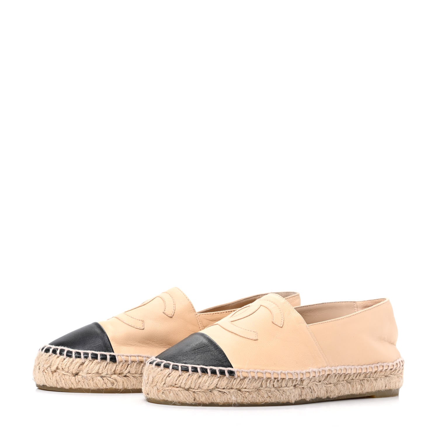 Chanel Lambskin CC Espadrilles 36 Beige Black 3 of 7