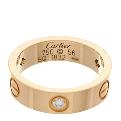 Cartier 18K Yellow Gold 3 Diamond 5.5mm LOVE Ring 56 7.5 4 of 4
