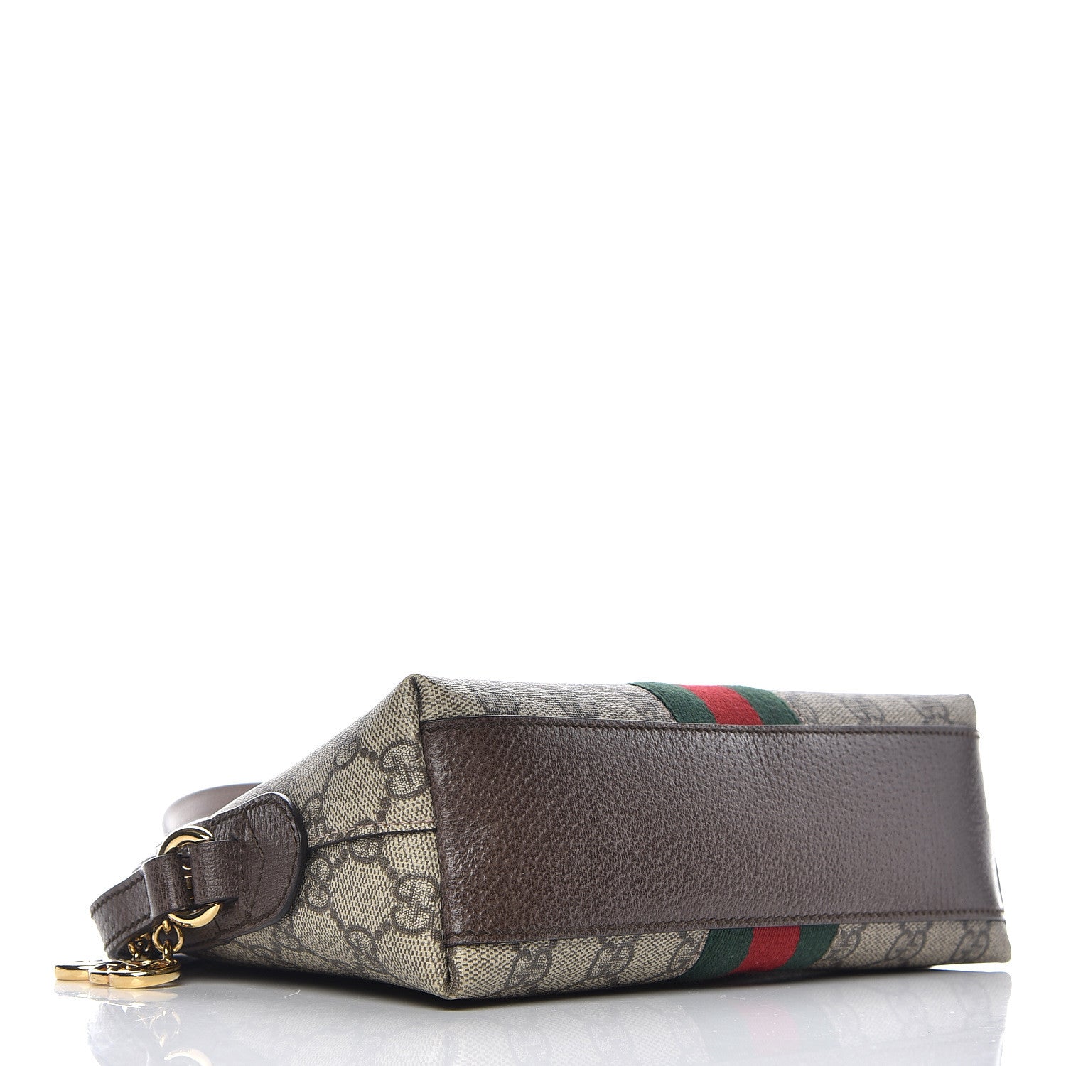 Gucci GG Supreme Monogram Textured Dollar Calfskin Web Small Ophidia Dome Shoulder Bag Beige Ebony New Acero 4 of 9