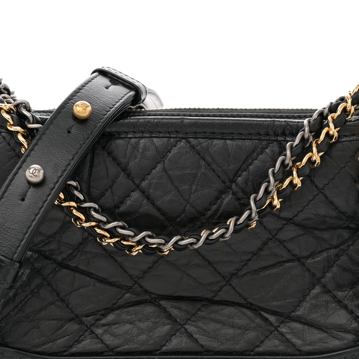 Chanel Aged Calfskin Quilted Small Gabrielle Hobo Black 8 of 14