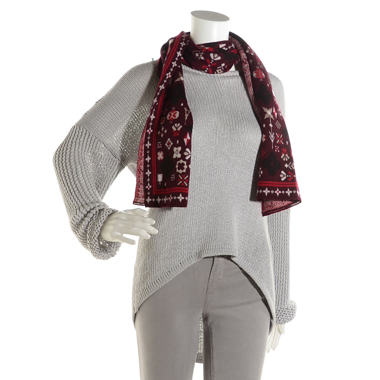 Louis Vuitton Wool Maille Flocon Scarf Scandinavian Red 2 of 4