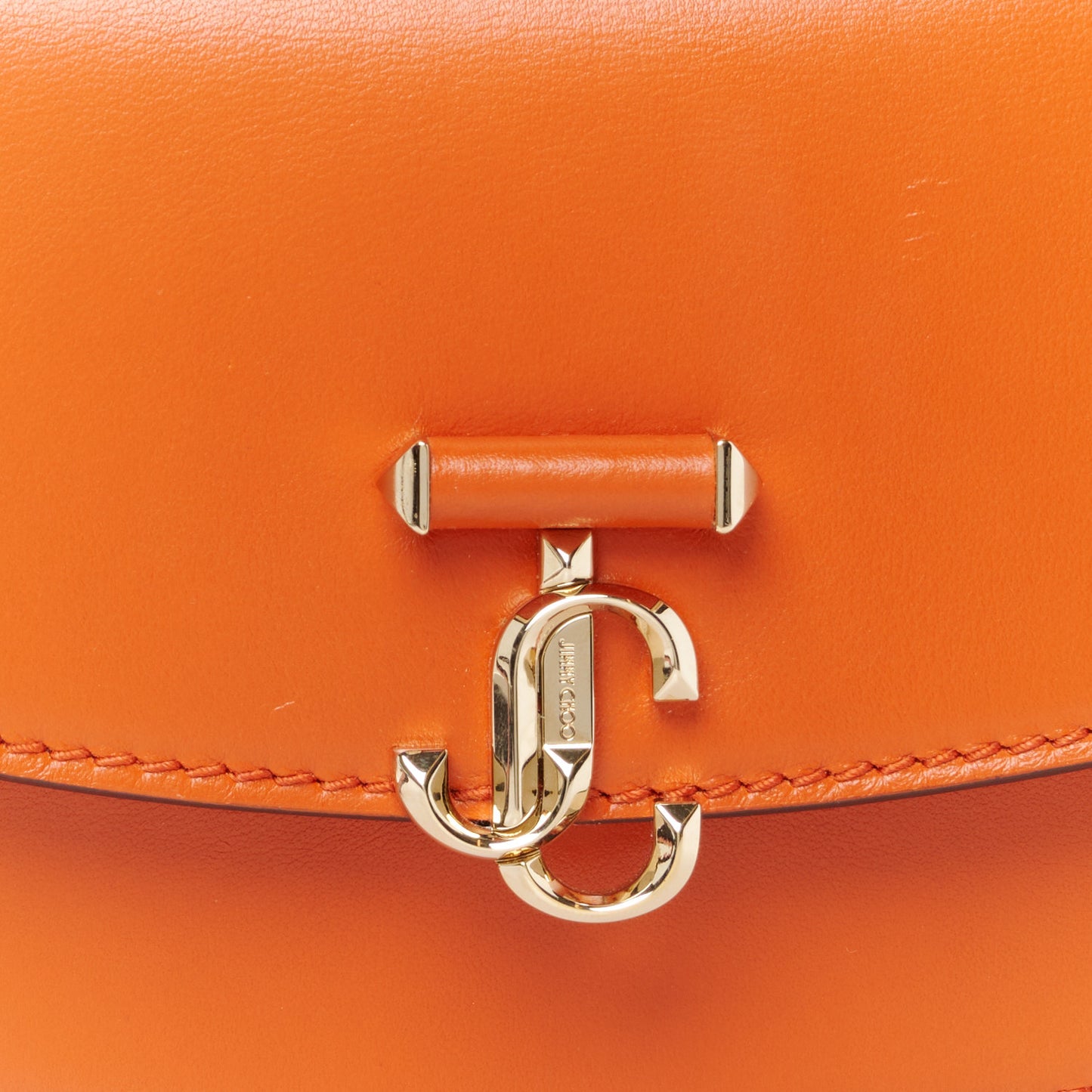 Shiny Calfskin Varenne Satchel Amber Orange