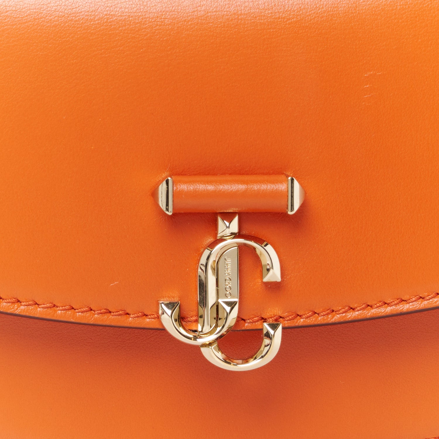 Jimmy Choo Shiny Calfskin Varenne Satchel Amber Orange 7 of 9