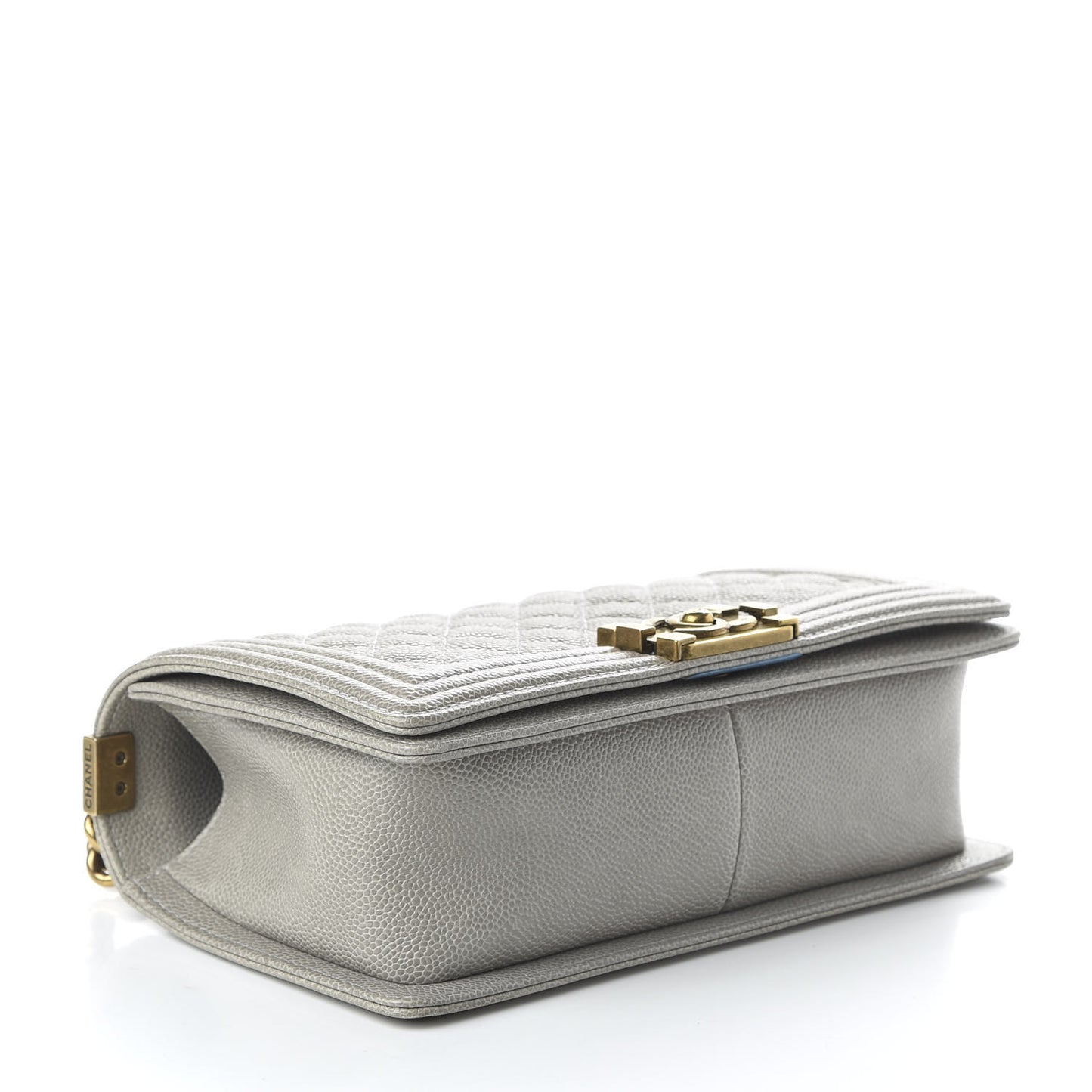 Caviar Quilted Medium Boy Flap Light Grey