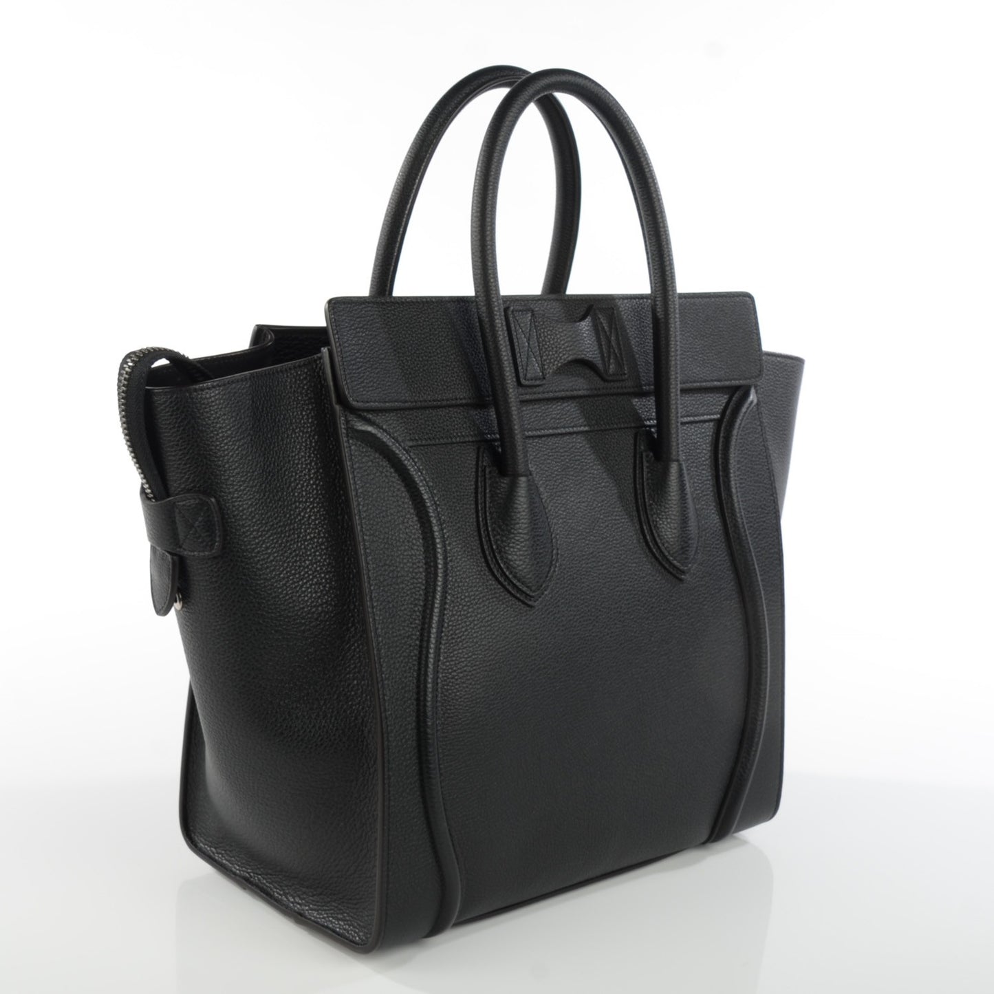 Drummed Calfskin Mini Luggage Black