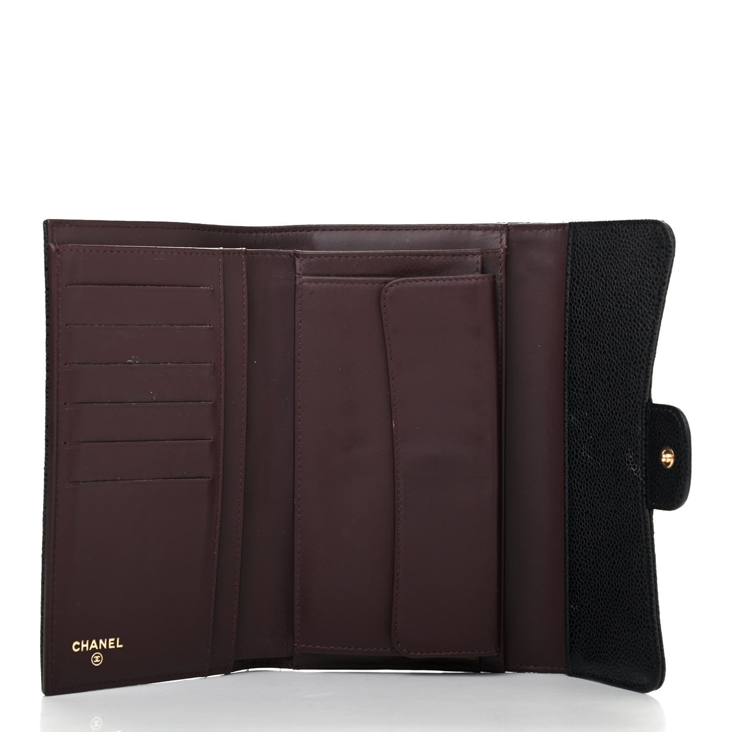 Caviar Quilted Medium Flap Wallet Black