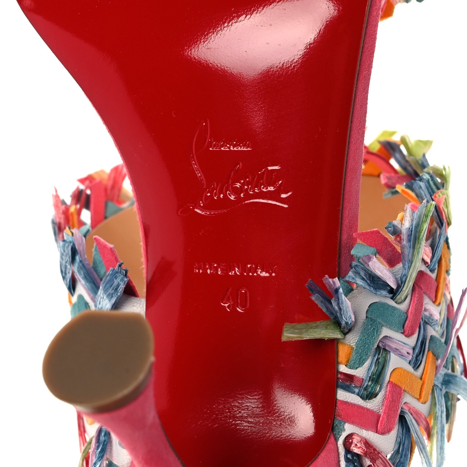 Christian Louboutin Nappa Velvet Suede Raffia Meroine 85 Sandals 40 Multicolor 6 of 8