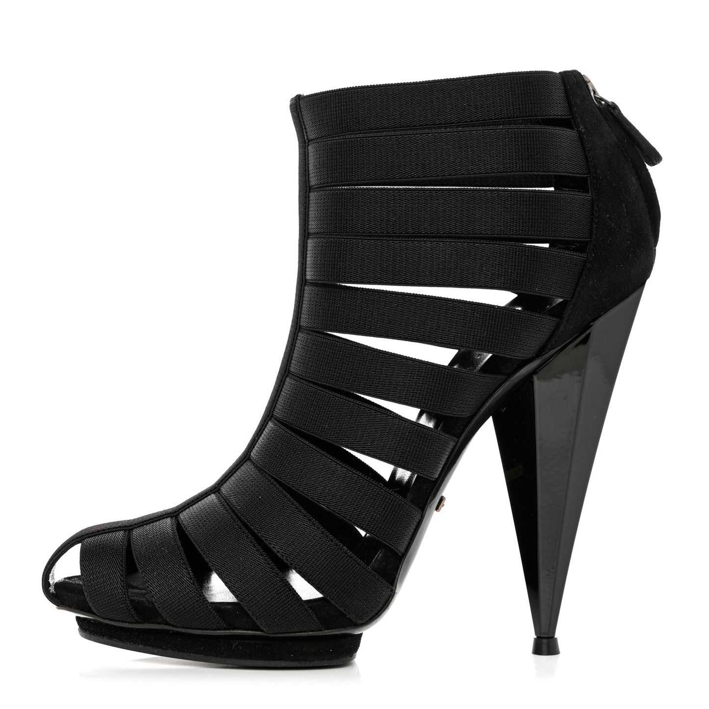 Nappa Elastic Moony Kid Heeled Sandals 37.5 Black