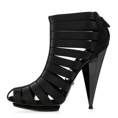 Gucci Nappa Elastic Moony Kid Heeled Sandals 37.5 Black 1 of 10