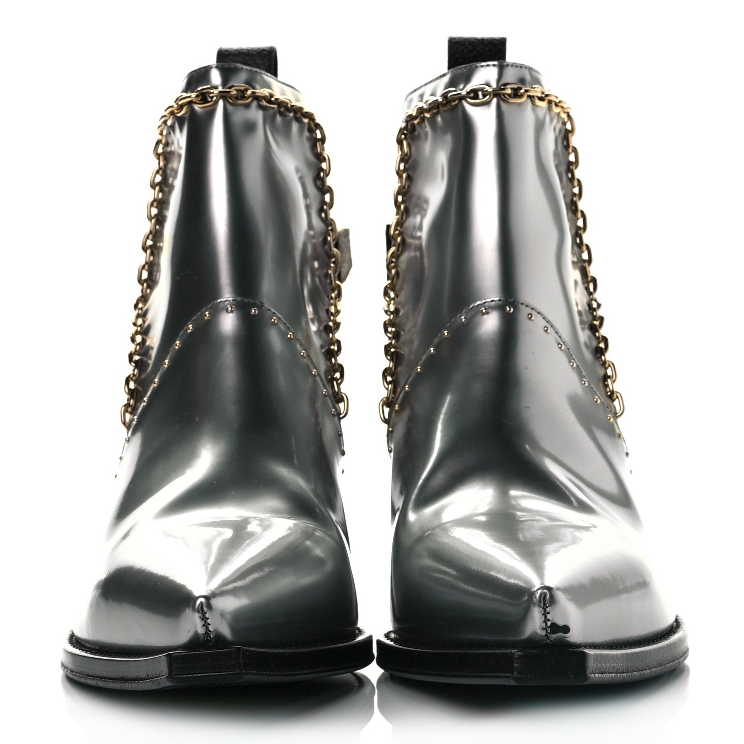 Louis Vuitton Metallic Calfskin Matador Ankle Boots 37.5 Argent 2 of 6