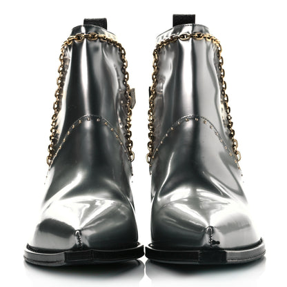 Louis Vuitton Metallic Calfskin Matador Ankle Boots 37.5 Argent 2 of 6