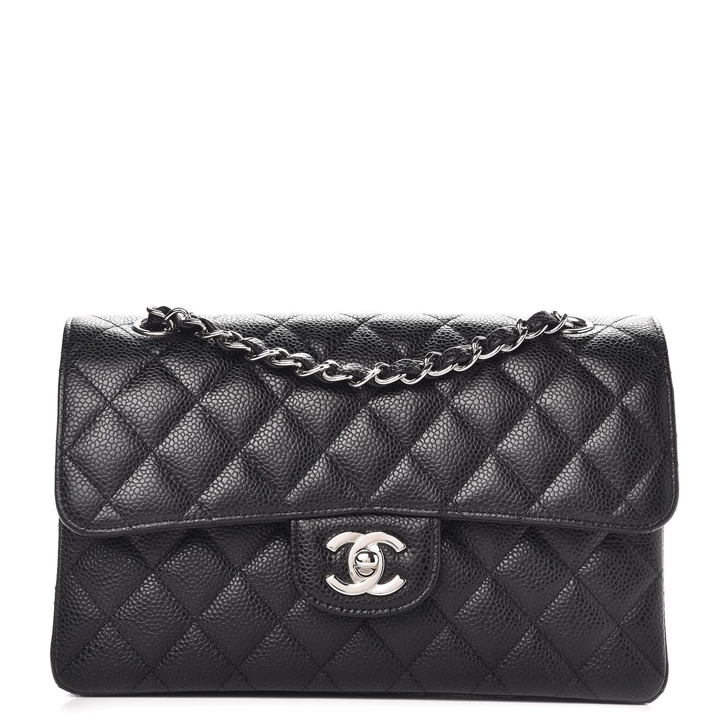 Caviar Quilted Small Double Flap Black