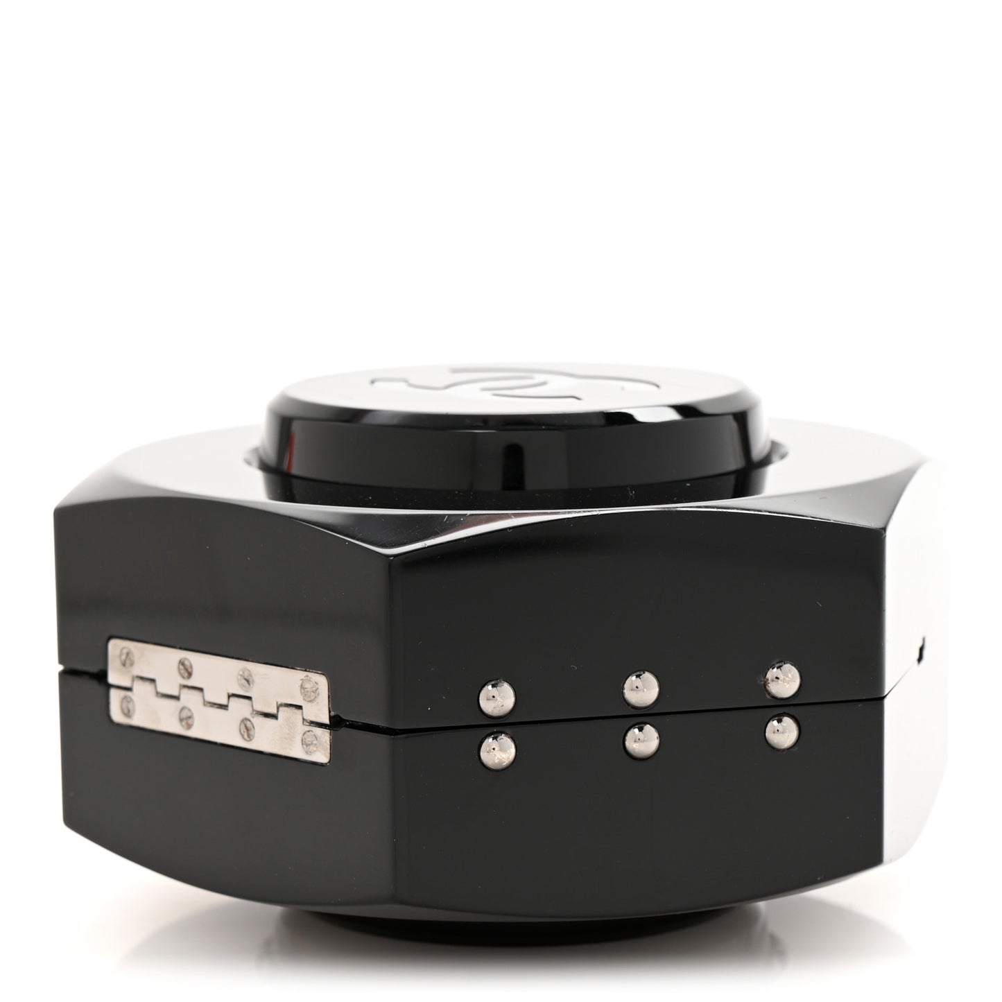 Plexiglass Octagon CC Minaudiere Clutch Black
