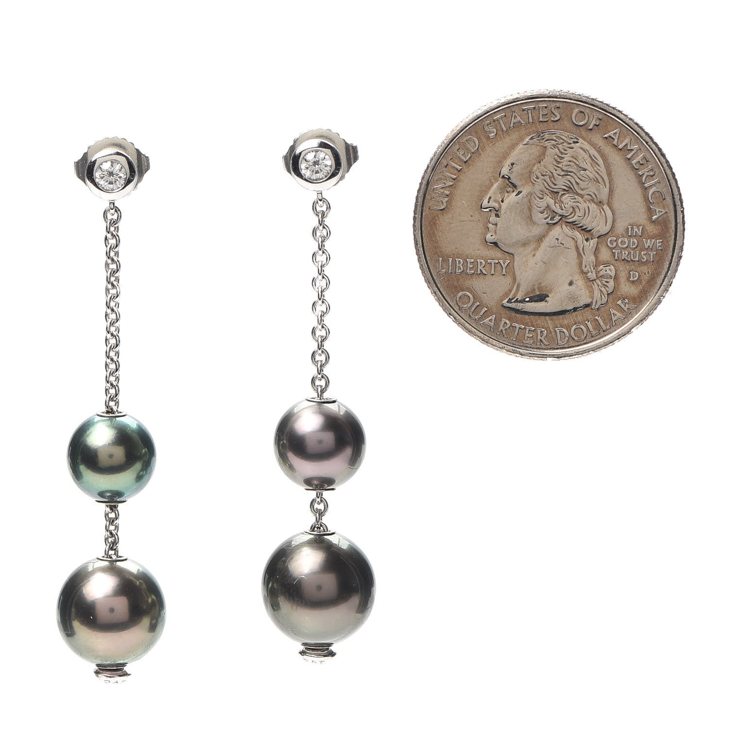 Mikimoto Platinum Diamond Black South Sea Pearl 9mm Pearls in Motion Earrings 2 of 4