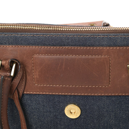 Christian Dior Denim Calfskin Street Chic Top Handle Bag Blue Brown 17 of 17