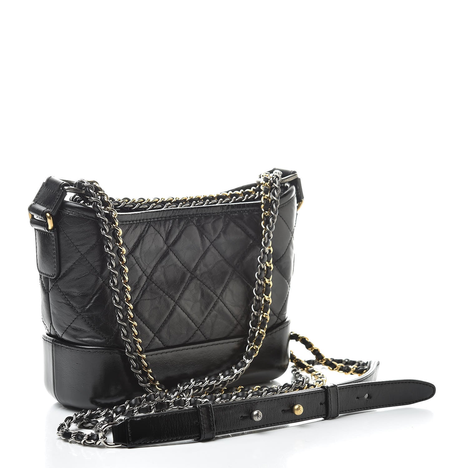 Chanel Aged Calfskin Quilted Small Gabrielle Hobo Black 3 of 13