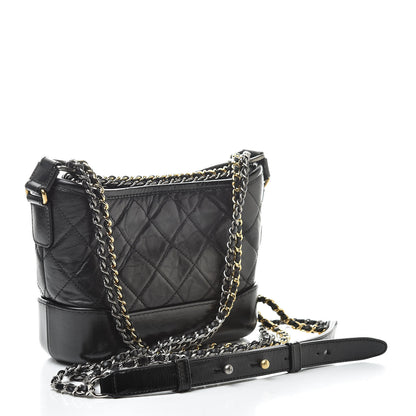 Chanel Aged Calfskin Quilted Small Gabrielle Hobo Black 3 of 13
