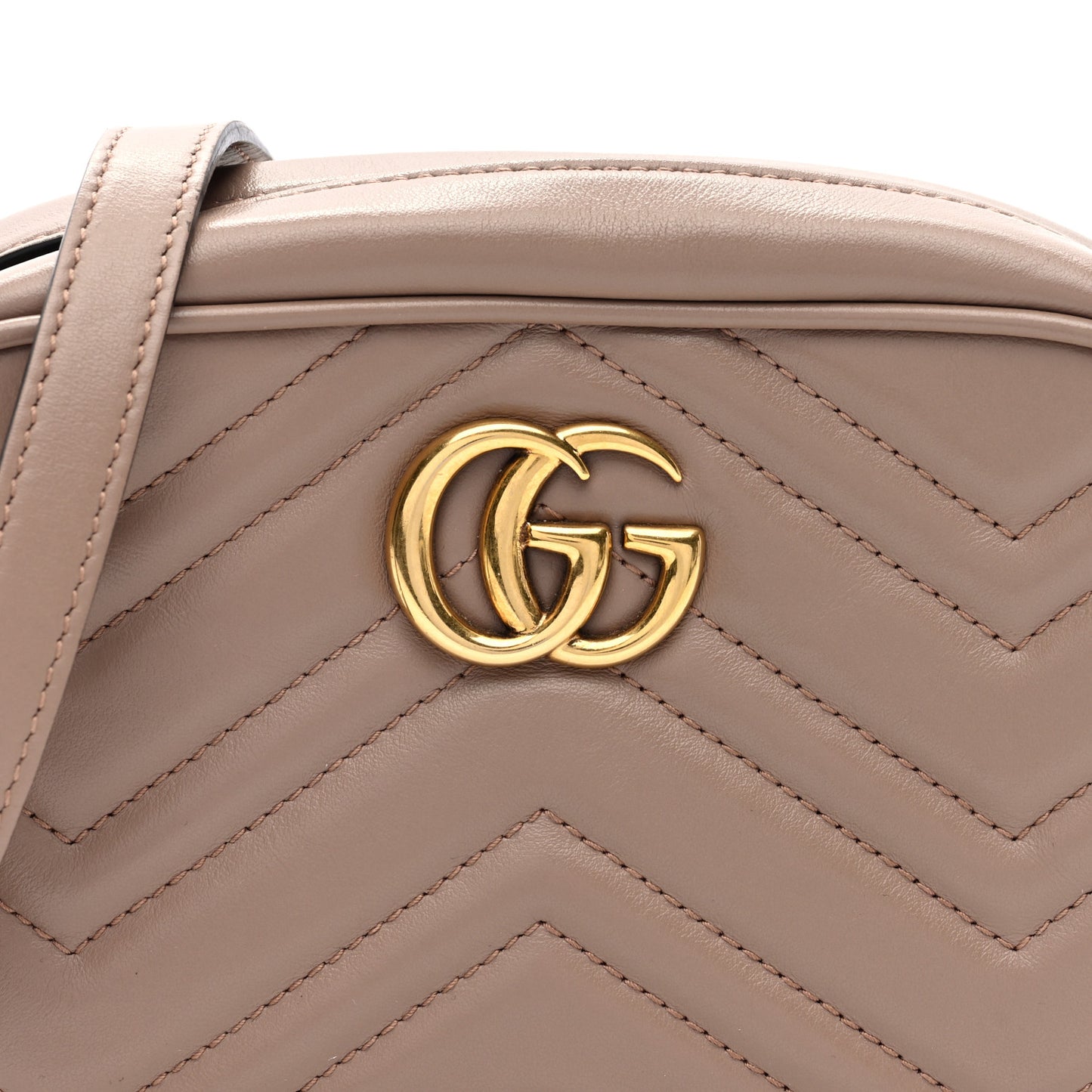 Calfskin Matelasse Mini GG Marmont Chain Shoulder Bag Nude