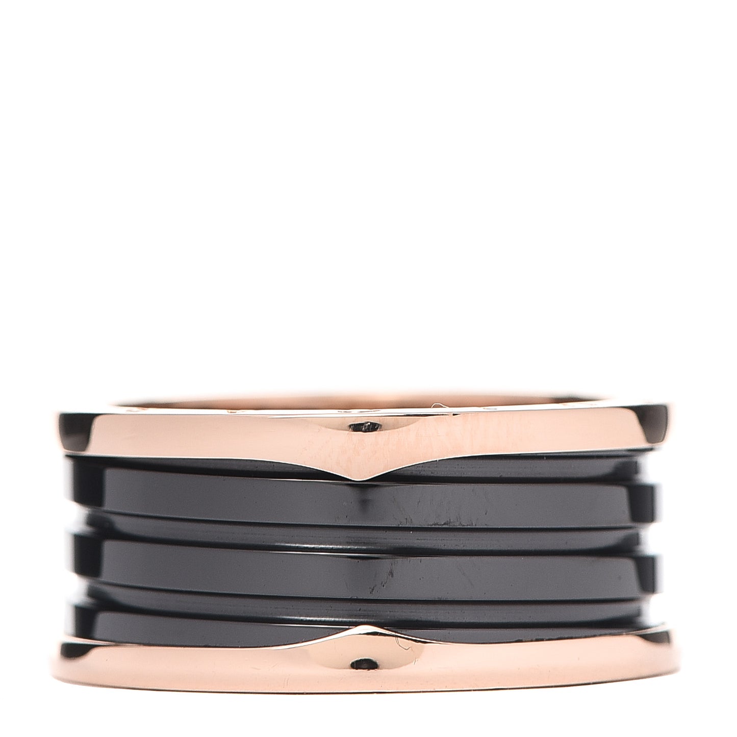 18K Rose Gold Black Ceramic B.Zero1 Four-Band Ring 72 13.5