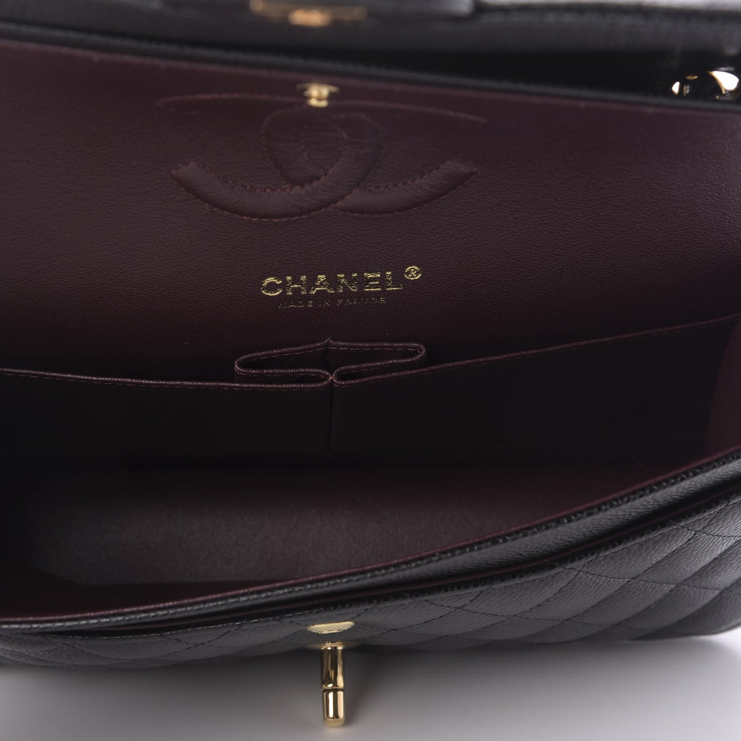 Caviar Quilted Medium Double Flap Black