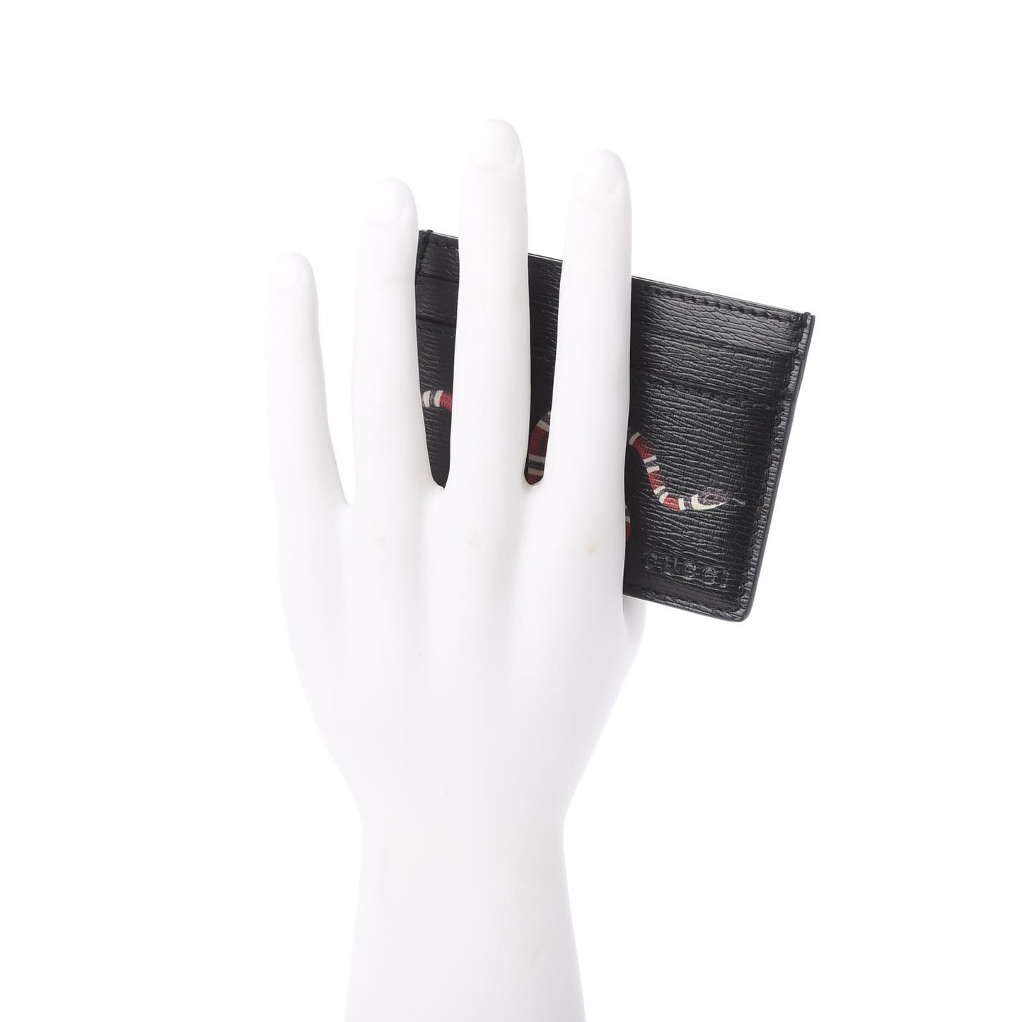 Calfskin Kingsnake Card Holder Black