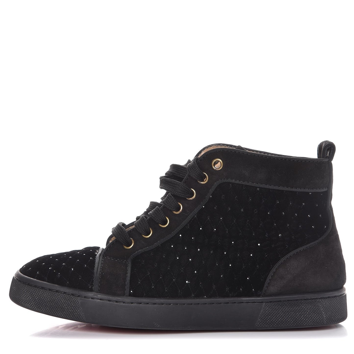 Suede Velvet Jeweled Flat Sneakers 38.5 Black