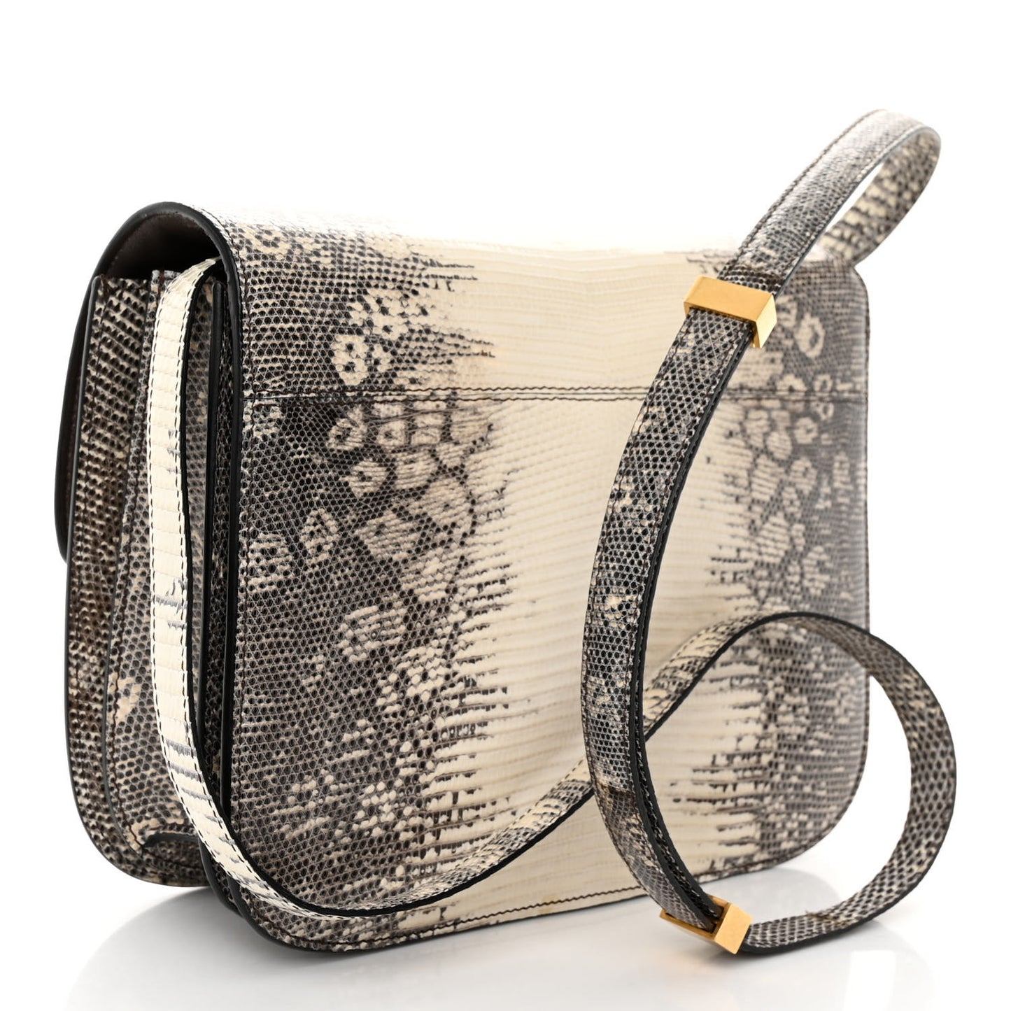 Lizard Medium Classic Box Flap Bag Natural