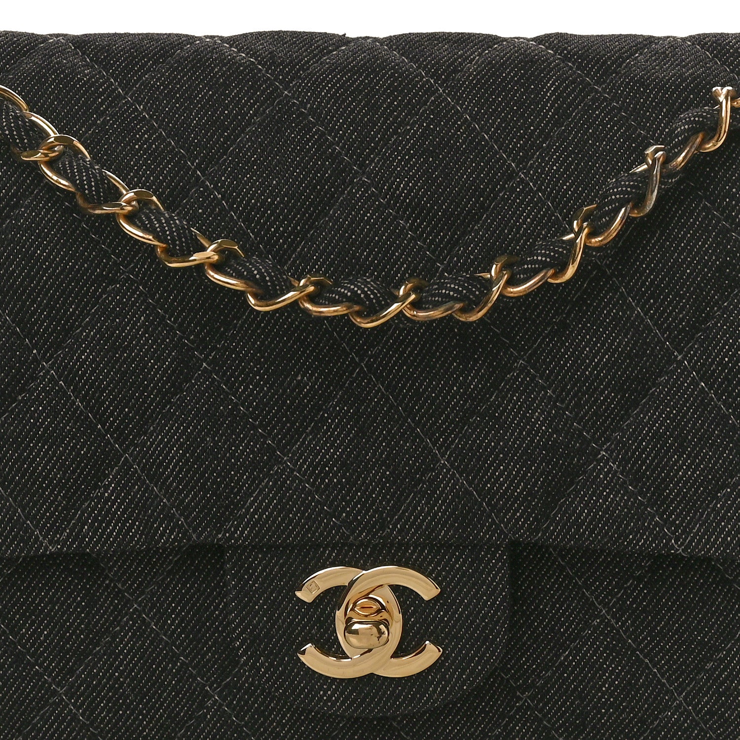Chanel Denim Quilted Medium Double Flap Black 8 of 11