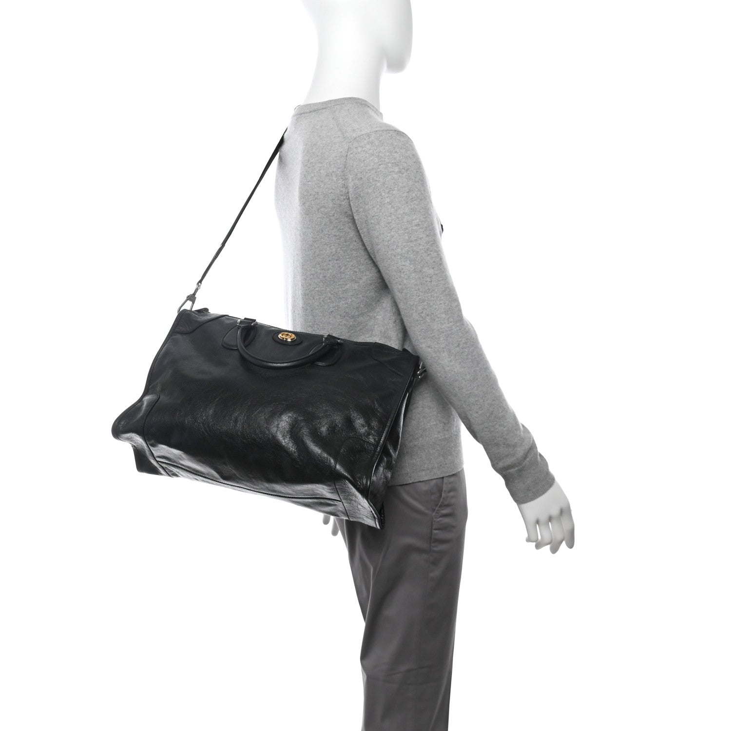 Gucci Fluffy Calfskin Morpheus Weekender Duffle Black 2 of 10