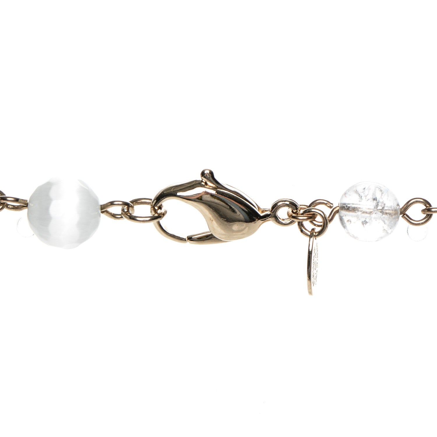 Chanel Pearl Crystal CC Beaded Lucky Charms Long Necklace Silver 5 of 6