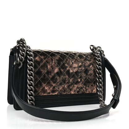 Chanel Cracked Metallic Calfskin Quilted Medium Boy Flap Black 3 of 9