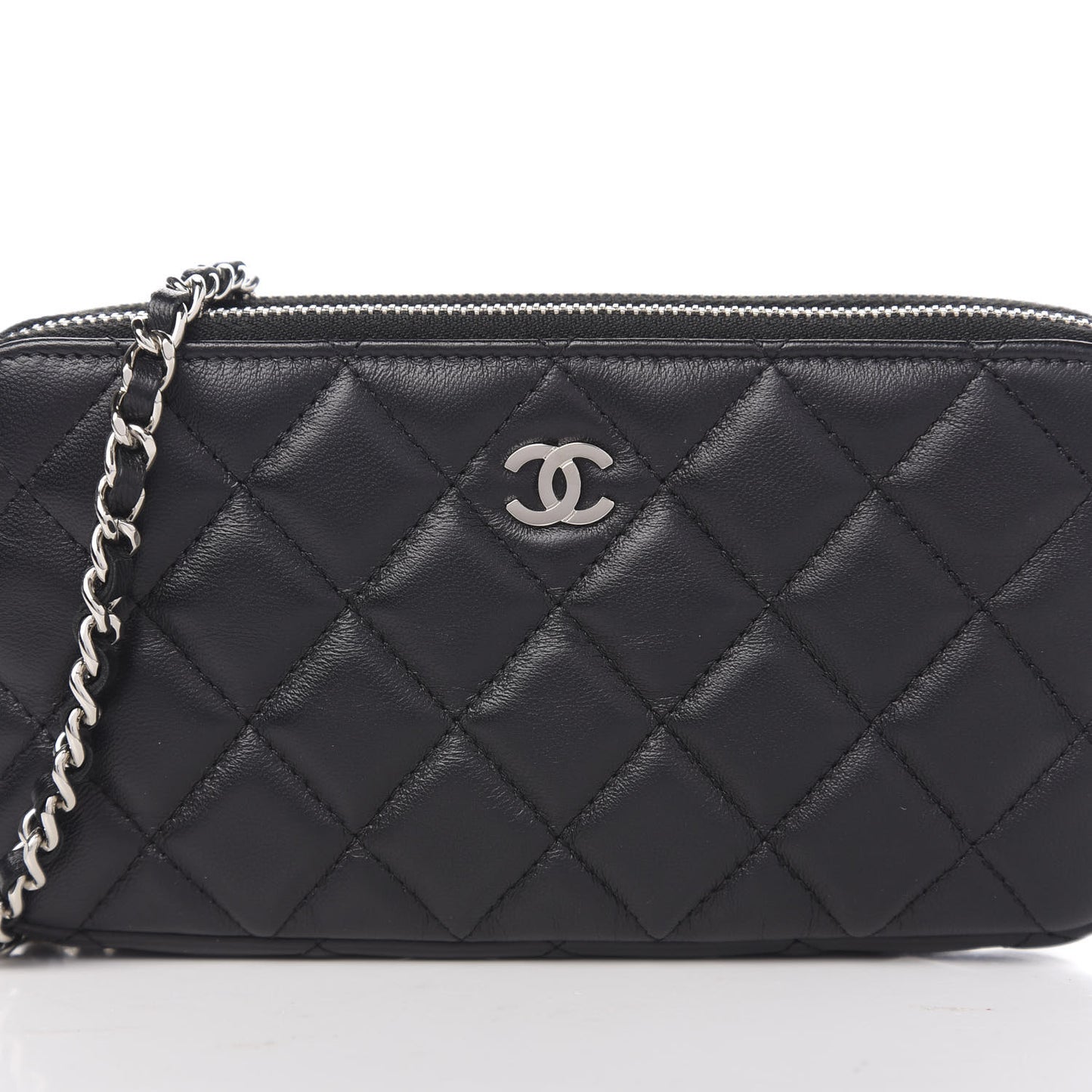 Quilted Small Clutch With Chain Black