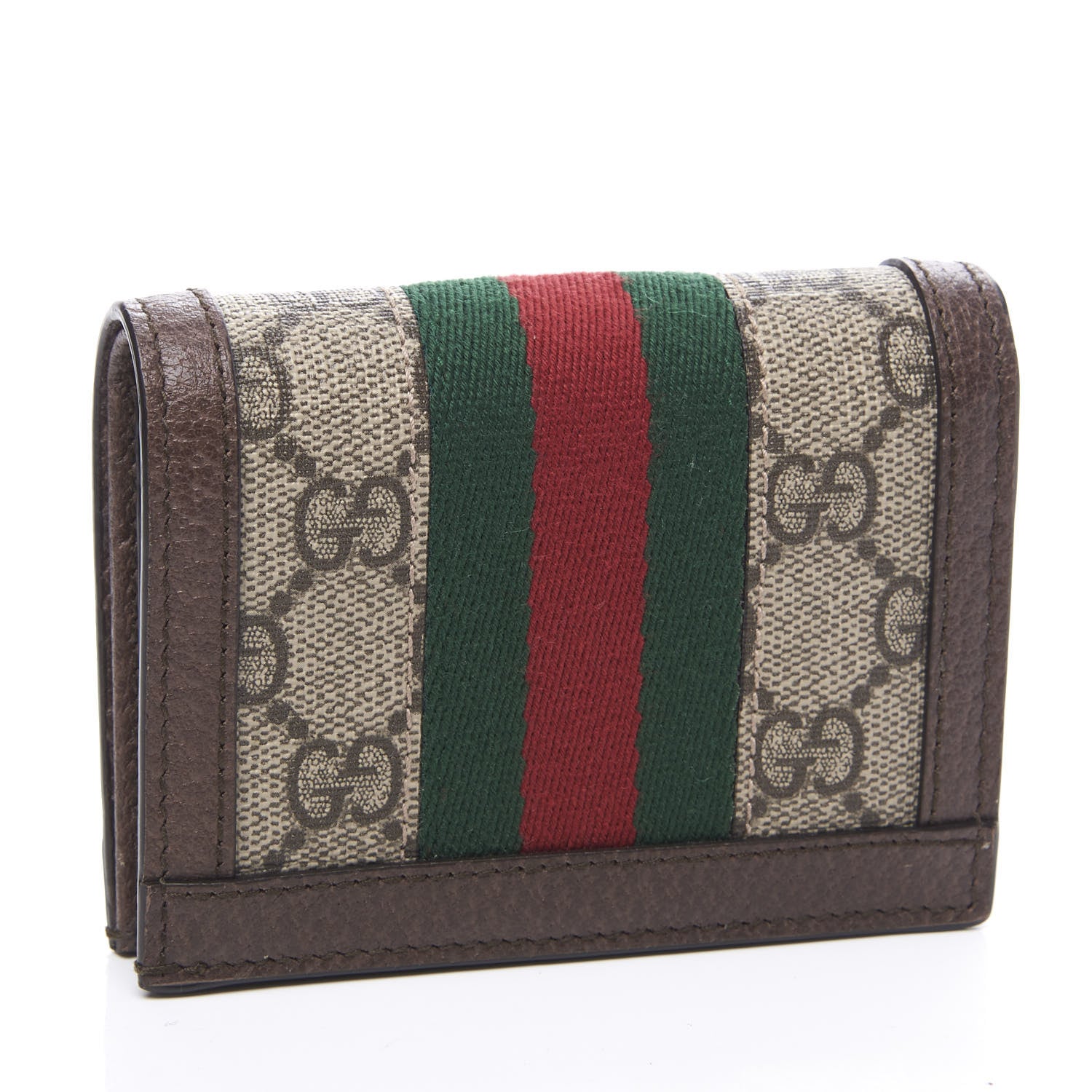 Gucci GG Supreme Monogram Web Ophidia Card Case Beige New Acero 2 of 9