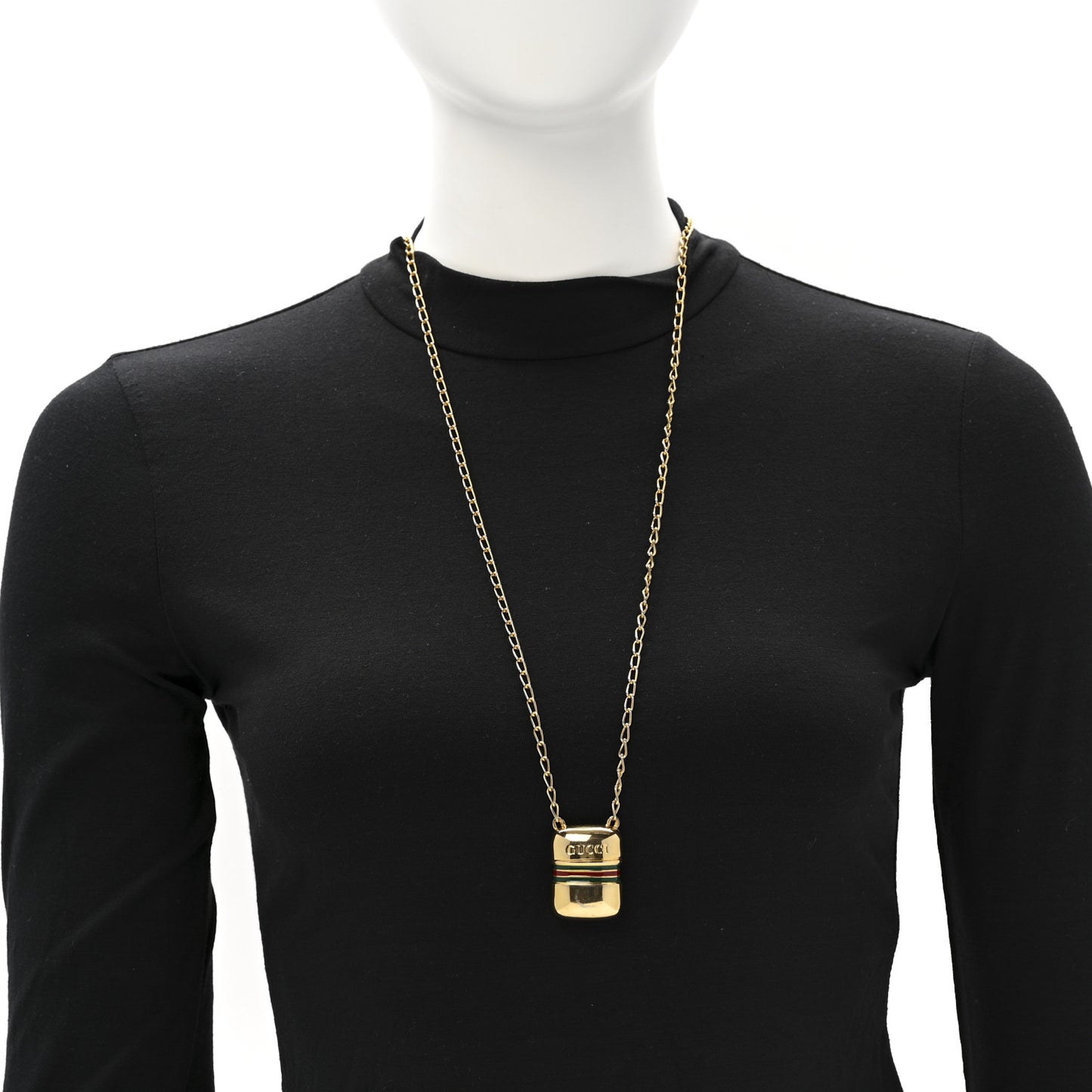 Metal Enamel Pillbox Pendant Necklace