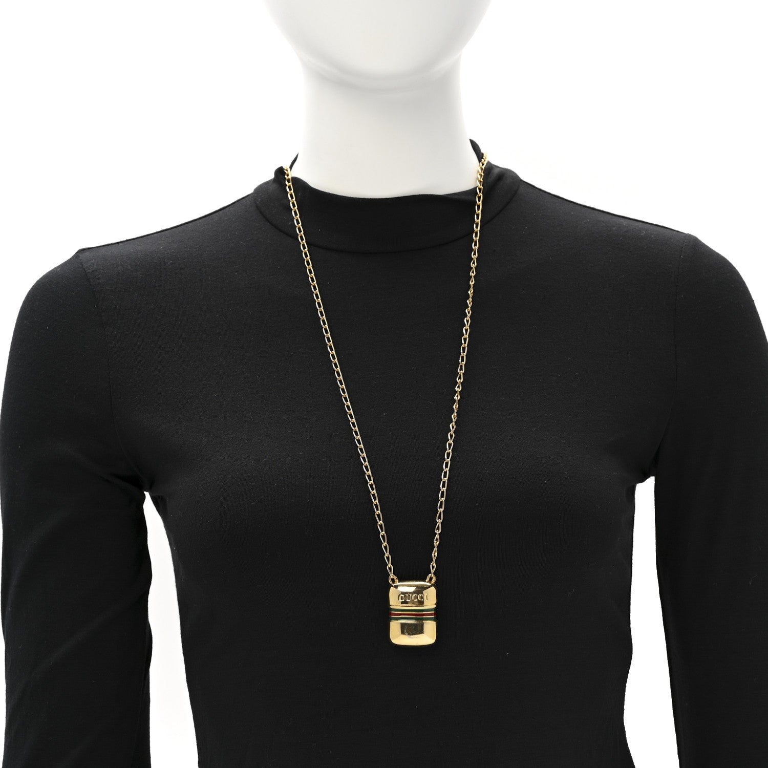 Gucci Metal Enamel Pillbox Pendant Necklace 2 of 7