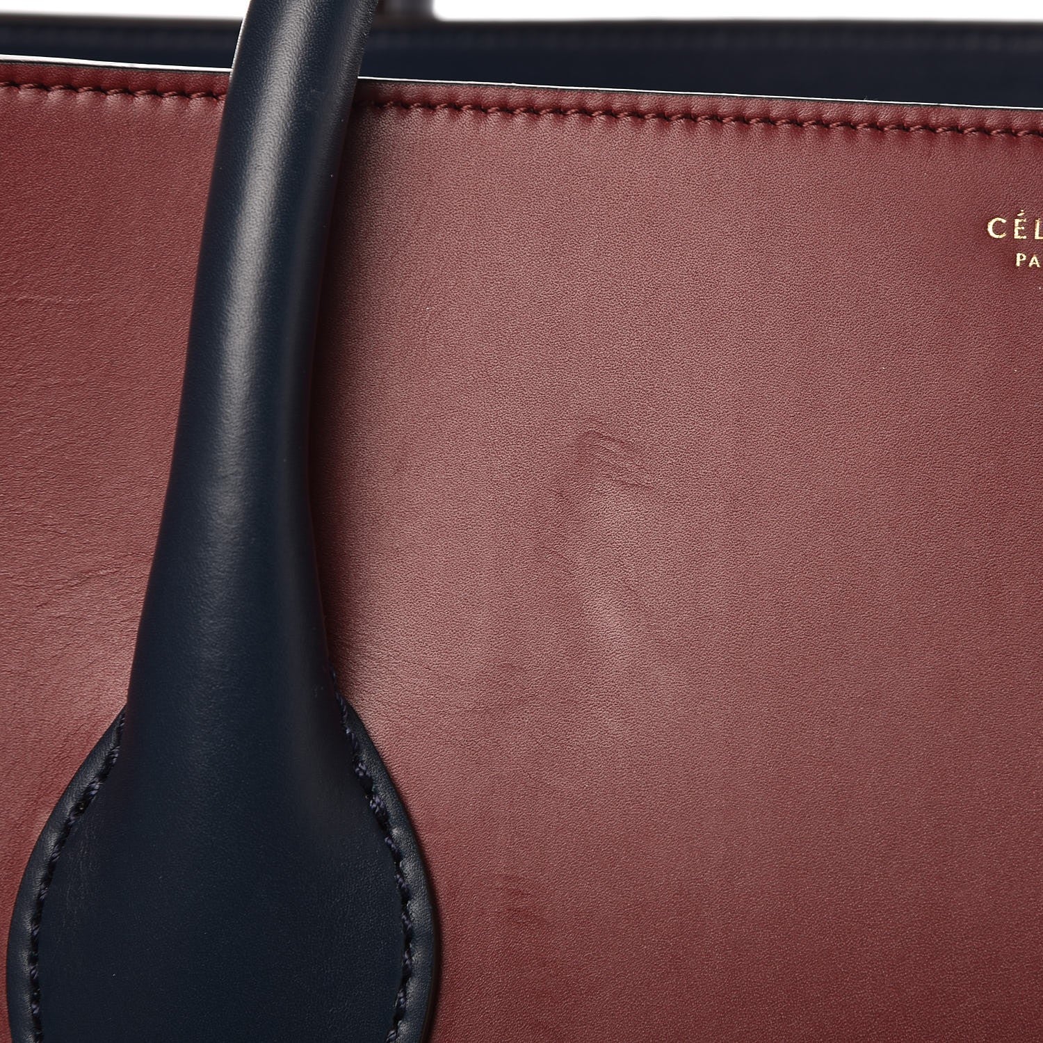 Celine Calfskin Boxy Tote Burgundy 10 of 11