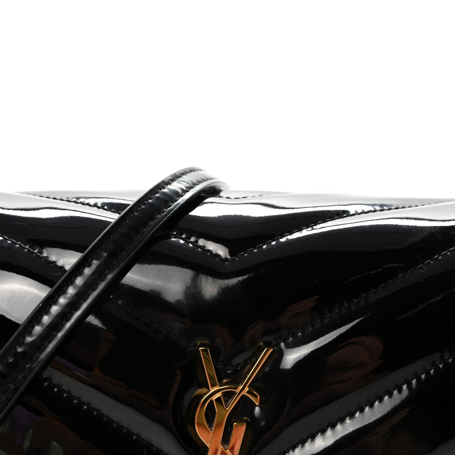 Saint Laurent Patent Y Quilted Monogram Toy Loulou Crossbody Bag Black 7 of 10