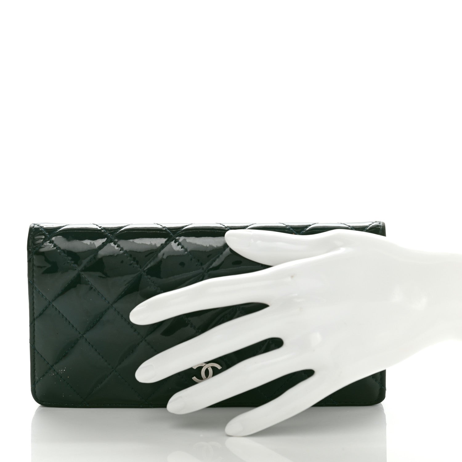 Chanel Patent Calfskin Quilted Yen Wallet Blue 2 of 15