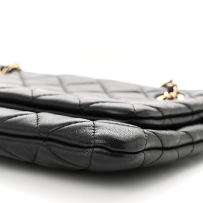 Chanel Shiny Lambskin Quilted Medium Double Case With Strap Black 11 of 11