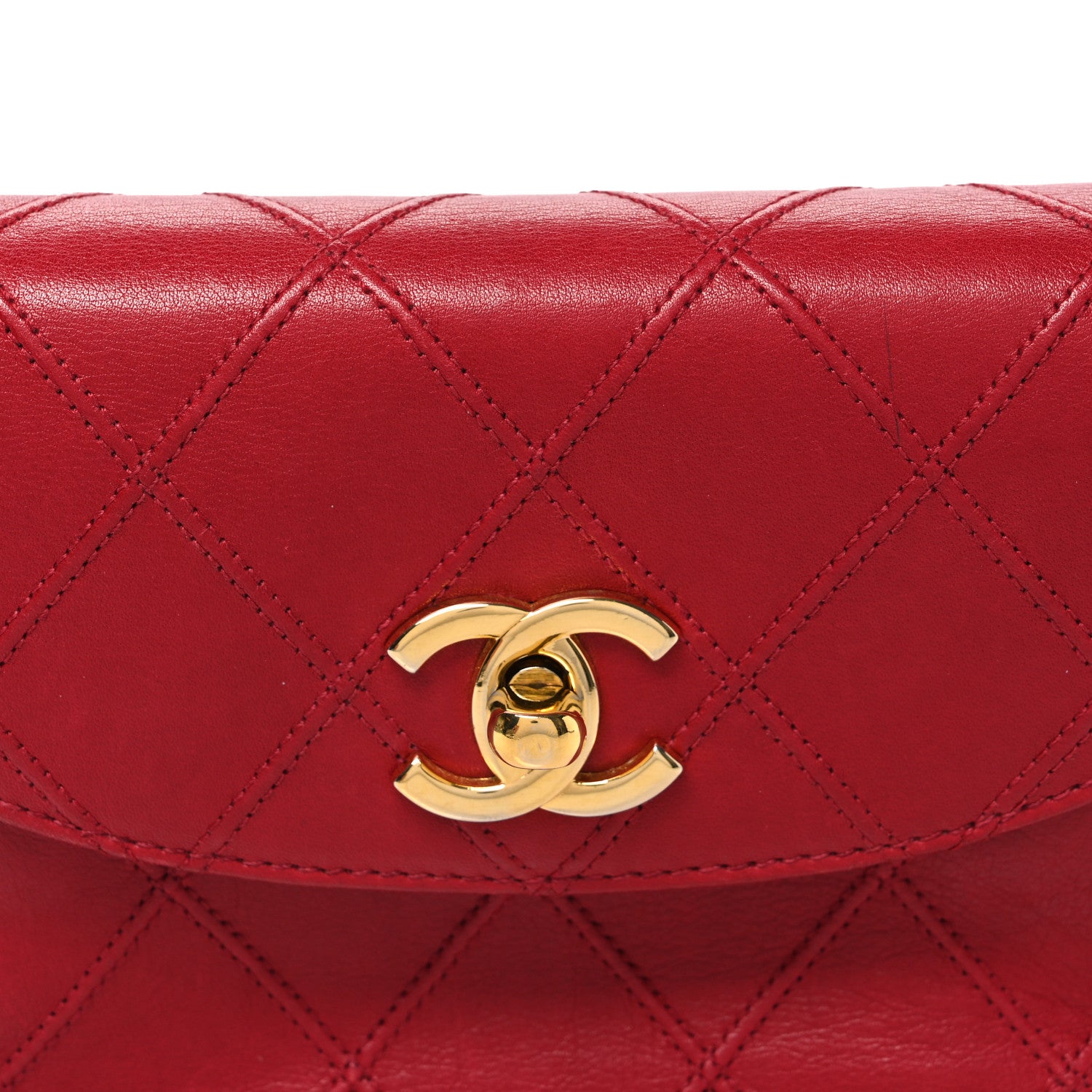 Chanel Lambskin Diamond Stitched Waist Chain Belt Flap Bag 75 30 Red 7 of 10