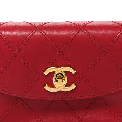 Chanel Lambskin Diamond Stitched Waist Chain Belt Flap Bag 75 30 Red 7 of 10