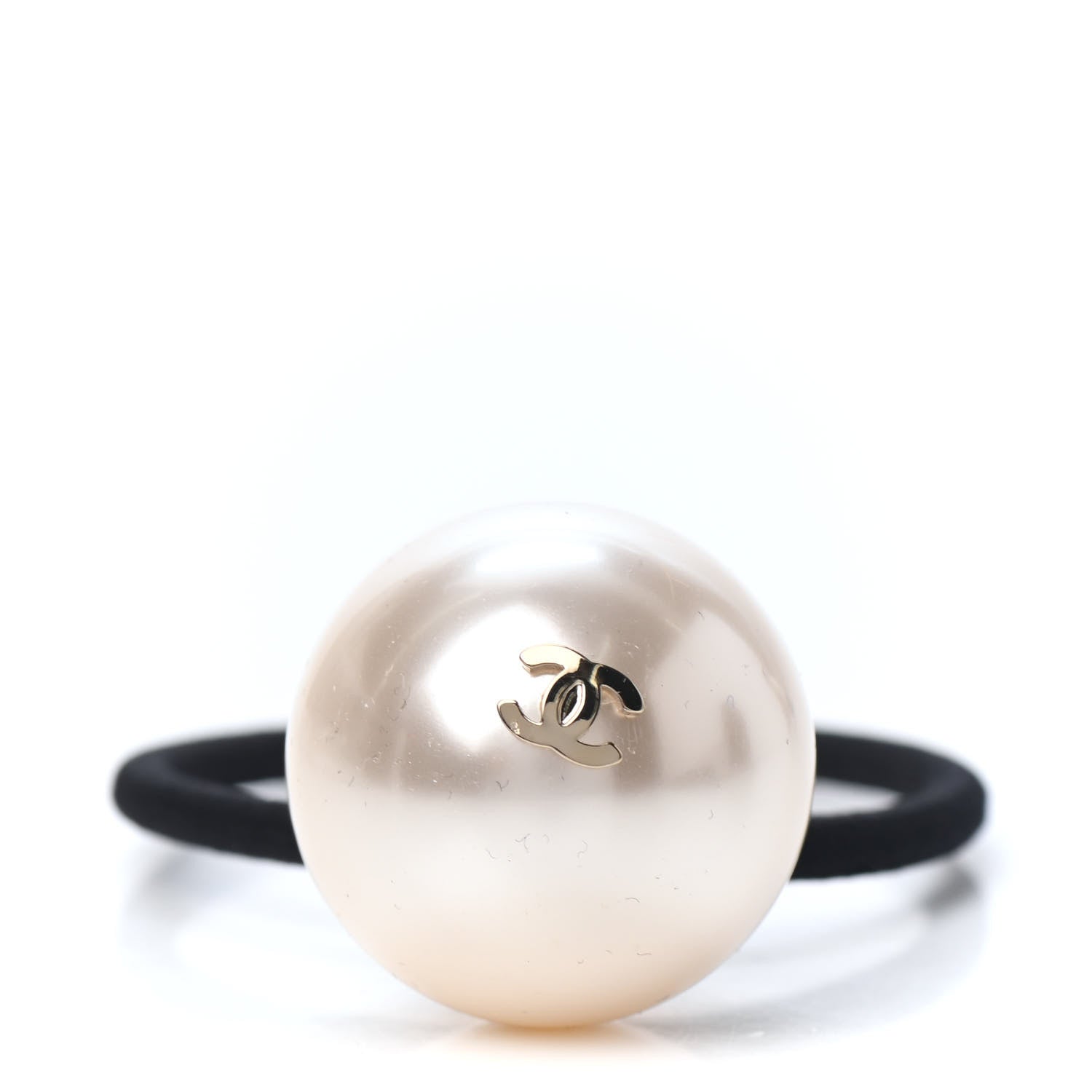 Chanel Pearl CC Hair Tie Black White 1 of 4