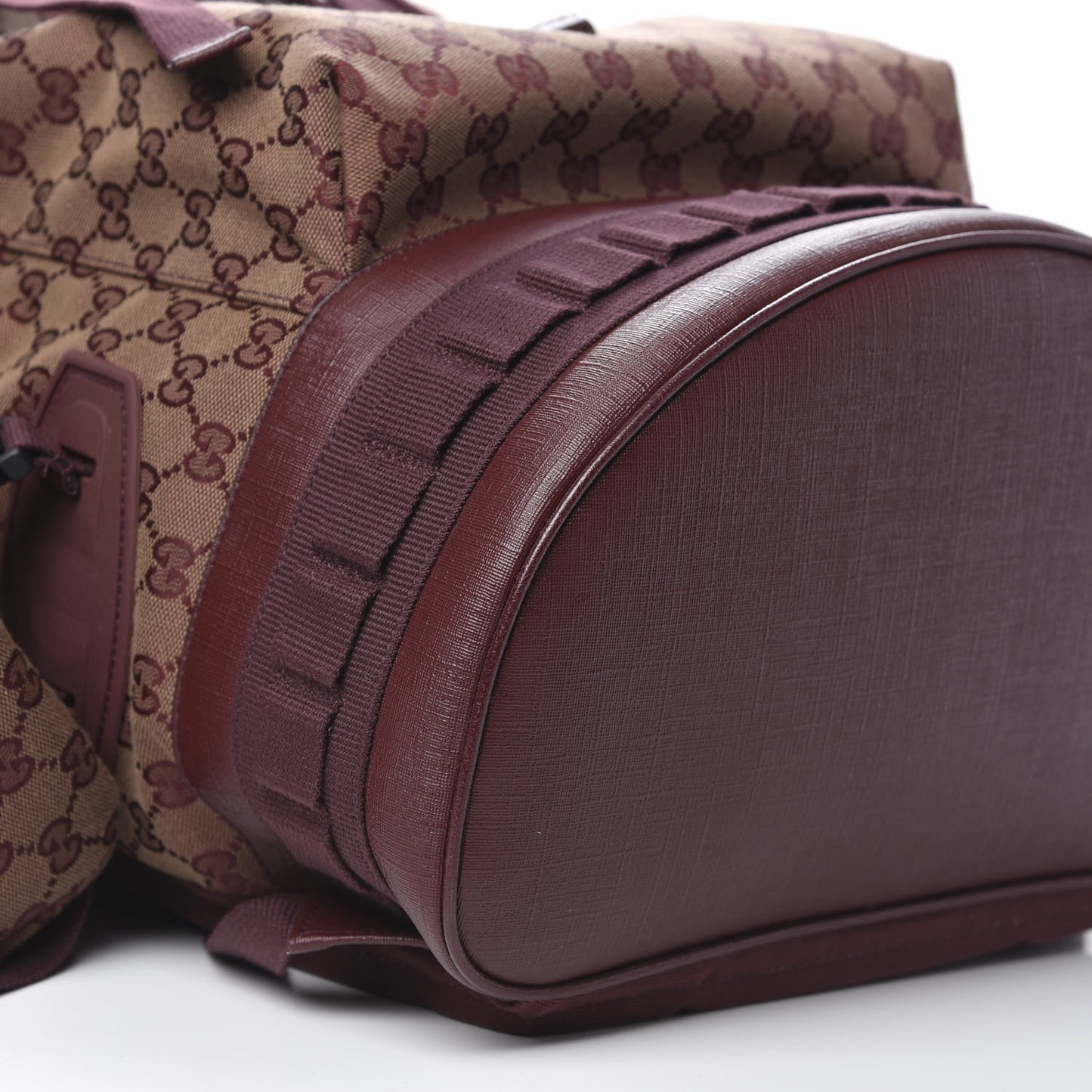 GG Monogram Script Logo Large Double Pocket Backpack Sahara Rubino Bordeaux